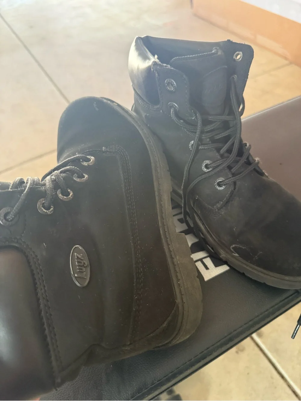 Lugz Black Lace-Up Rugged Work Boots